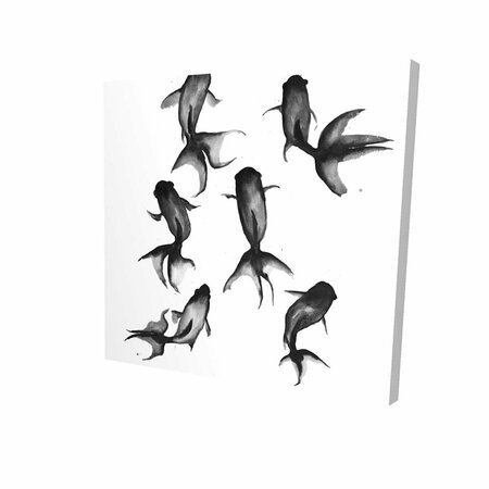 FONDO 12 x 12 in. Black Fishes-Print on Canvas FO2783066